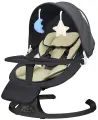 Электрокачели, шезлонг для новорожденных Dearest M9 Black Style укачивающий, 3в1, черно-бежевый с регулируемой подножкой