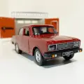 Гараж ретро + машинка модель Москвич 2140sl (12 см, метал, инерция, 2 откр. двери и багажник) - вишневый