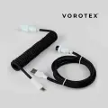 Кабель спиральный VOROTEX с разъёмом GX16 Aviator для игровой клавиатуры, в кейсе, черный/белый