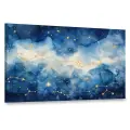 Картина на холсте интерьерная 100х60 см, акварель, ночное небо, созвездия, знаки зодиака, мерцающие, нежные мазки кисти