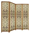 Ширма Индия - 4 секции. Легкая тканевая перегородка с орнаментом в каркасе Венге от бренда ширмы. РФ. Высота 180см.