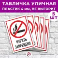 Табличка «Курить запрещено», 24х16см, пластик 4мм, 5 шт.