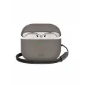 Uniq для Airpods 4 чехол Lyden Leatherette with handstrap Grey
