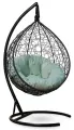 Подвесное кресло-кокон SEVILLA VERDE VELOUR черный + каркас (фисташковая подушка, искусственный велюр)