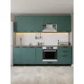 Кухонный гарнитур Орбита прямой 2,4 м, зеленый с ящиками без столешницы с фрезеровкой