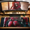 Игровой коврик для мыши DigitalRazor Deadpool back red-black 900x400x4mm, бордовый, чёрный