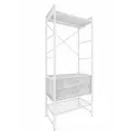 Стеллаж со штангой Микс для прихожей 80 см, Белый бетон пайн + белый
