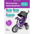 Велосипед-трансформер 3в1 трёхколесный с ручкой Солнце с музыкальным модулем, нагрузка до 30 кг, фиолетовый