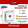 Розетка TV, белая, проходная 4DB, Schneider Electric AtlasDesign (комплект 2шт)