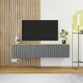 Тумба под телевизор подвесная Фриз 137х31х29 см, Вотан/Графит
