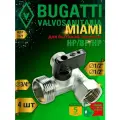 Кран шаровой 3х проходной Bugatti MIAMI 877, для бытовой техники НР/ВН/НР 1/2х3/4х1/2, 4 шт.