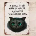 Прикольная табличка с Чеширским котом, декор Алиса в стране чудес, металл, 20х30 см.