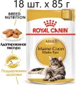 Влажный корм для кошек Royal Canin Maine Coon Adult, для взрослых кошек породы мейн-кун, 18 шт. х 85 г (кусочки в соусе)