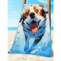 Пляжное полотенце из микрофибры Собака, размер 70х140, 100% полиэстер