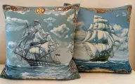Гобелен, комплект декоративных наволочек из 2-х штук 45х45 см / Чёрное море