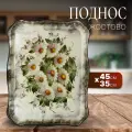 Поднос Жостово Ромашки, на белом, 45х35см, авт. Лопатина