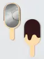 Зеркало с ручкой Мороженое , зеркальная поверхность 6.7х12 см, бежевое