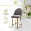 Полубарный стул 60 см Fusion Standart F02, стулья барные букле светло-серый, мягкий на дубовых ножках