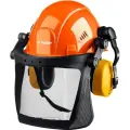Защитная каска ЗУБР триада наушники Зубр SNR=27дБ, сетчатый экран 190х339мм, в комплекте с наушниками и защитным экраном 11099