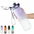 Спортивная бутылка для воды объемом 1 литр с мерной шкалой, сеткой, ручкой и трубочкой, фиолетово-белая, градиент