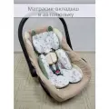 Матрасик-вкладыш в автолюльку Зайки+Хаки 60*45 см, универсальный.