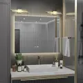 Зеркало Квартал 60*150 с нейтральной LED-подсветкой с часами и антизапотеванием горизонтальное
