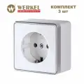Розетка накладная с заземлением Werkel Gallant W5071001 белый, IP20 - комплект 3 шт.