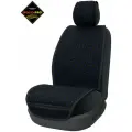 Накидка универсальная BILEZA из алькантары на автомобильное сиденье чёрная с синей прострочкой