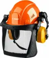 Защитная каска ЗУБР триада, с наушниками, с защитным экраном, оранжевая