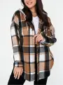 Рубашка Lady Gina в клетку с капюшоном фланелевая теплая, размер 60-62, серый, белый, черный, коричневый