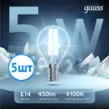 Лампочка светодиодная Gauss Filament 5В эквивалент 40В 4100K 450Лм E14 филаментная шар 105801205 (комплект из 5 шт.)