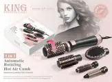 Фен-щетка для укладки волос с вращением и ионизацией King Professional 5в1 kp-6003, черный/розовое золото