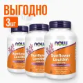 (3 Банки) Лецитин подсолнечника, NOW Sunflower Lecithin, 100 таблеток по 1200 мг