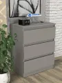 Комод КУРСКМЕБЕЛЬ №9, 3 ящика, серый, ЛДСП, классический стиль