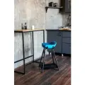 Стул барный мини для кухни и дома деревянный, полубарный стул Синий капри и черный