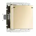 Розетка влагозащ. с зазем. с защит. крышкой и шторками Werkel W1171211, цвет шампань, IP44
