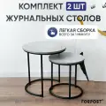 Журнальный столик круглый, каспий светлый/черный, комплект 2 штуки