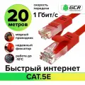 LAN кабель UTP cat.5e 1 Гбит/с RJ45 LAN CCA для интернета контакты 24K GOLD (GCR-LNC500) Красный 20.0м