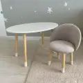Детский Стол Овал Белый + Мягкий Стульчик Серый от DIMDOM kids