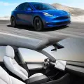 Защитное гибридное стекло Krutoff для экрана мультимедии Tesla Model Y 2020 - н. в