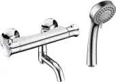 Термостатический смеситель D&K Bayern Potsdam DA2113201 с душевым гарнитуром, настенный, с поворотным изливом, хром, глянцевый, латунный