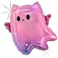 Воздушный шарик Grabo фигура, котик привидение, фольгированный