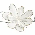 Цветок магнолии GOODWILL M&G кружево с жемчугом на клипсе, цвет белый 25 см