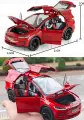 Tesla Model X Тесла 21 см машинка металлическая, открываются двери, капот и багажник, со светом и звуком, поворачиваются колеса, красная