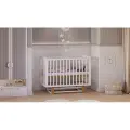 Кроватка Polini kids Simple 341 с маятником, белый-дуб крафт золотой