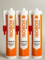 Герметик технониколь ISOBOX, силиконовый, санитарный, 780мл, 3шт, внутренний, влагостойкий, белый