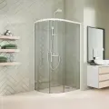 Душевой уголок GuteWetter GWMPKB018RB 100x90x200 см, цвет фурнитуры белый матовый, цвет стекла бесцветный, стекло закаленное 6 мм, открывание двери левое / правое 4698032688240