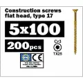 5х100 потай, (200 шт) Конструкционный саморез по дереву TX25