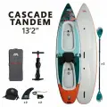 Каяк и Сапборд надувной с веслом Aqua Marina Cascade Tandem 13'2 размер 402x98x20 см бело-зеленая в комплекте весло сумка насос, макс 250 кг(BT-24CATP)