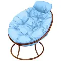 Садовое кресло M-group Папасан мини без ротанга коричневое + голубая подушка